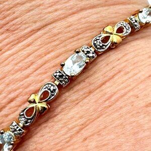 Ross Simons Womans Bracelet Aquamarine Gold Plated Sterling Silver Blue Tennis